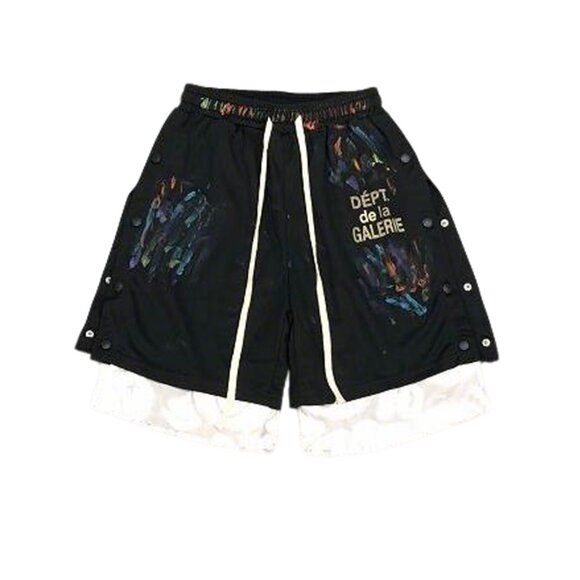 Colorful Printed Mesh Sports Shorts Black